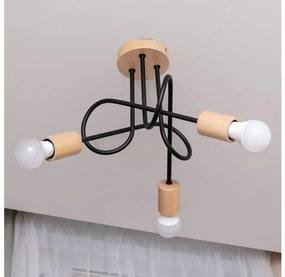 Prisadený luster OXFORD 3xE27/15W/230V borovica/čierna