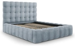 Svetlomodrá čalúnená dvojlôžková posteľ s úložným priestorom s roštom 140x200 cm Bali – Cosmopolitan Design
