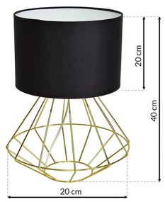 Stolná lampa Lupo, 1x čierne textilné tienidlo, g