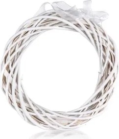 Dekoracia Ratanový veniec 26 cm, biely%