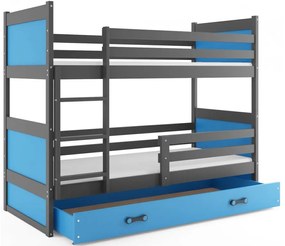 Interbeds Rico poschodová posteľ 200cm x 90cm borovicové drevo sivo-modrá