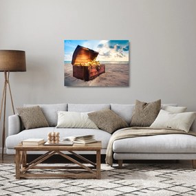 Sklenený obraz - Poklad na pláži (70x50 cm)