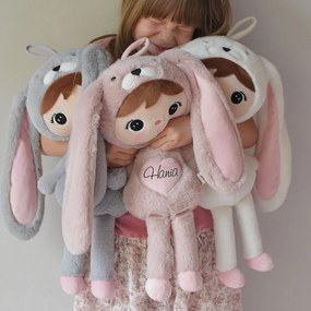 Bábika králik ružový s menom Miuška 50 cm