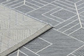 Koberec šnúrkový SIZAL FLAT 48731637 štvorce, romby, geometrický - sivý / krém