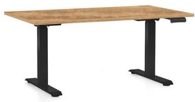 Výškovo nastaviteľný stôl OfficeTech C, 140 x 80 cm, čierna podnož, dub zlatý