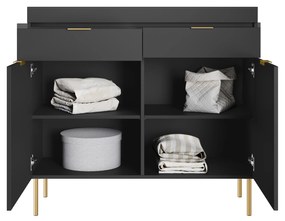 Komoda Sentia 105 cm s 2 zásuvkami - čierna / zlatá