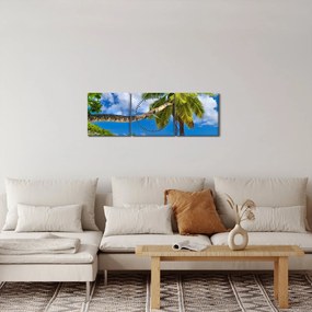 Obraz - Seychely (s hodinami) (90x30 cm)