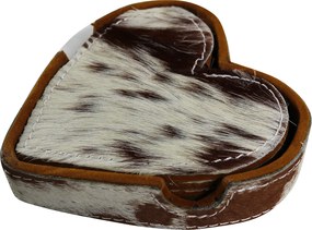 Sada podtáciek Love z hovädzej kože Brown (4 ks) - 13 * 13 * 3 cm