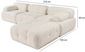 Doblo 3 Seat with Pouffe ( L1-O1-1R-Pouffe) - Krém
