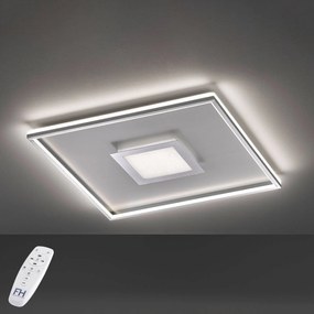 LED stropná lampa Bug, štvorcová, chróm 60x60 cm