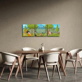 Obraz - Deti na ihrisku (s hodinami) (90x30 cm)