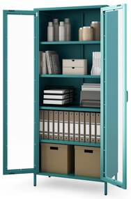 Vitrína ANGELO, 800 x 1850 x 450 mm, Modern: morská modrá