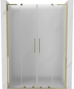 Mexen Velar L Duo, posuvné sprchové dvere do otvoru 140 cm, 8mm sklo námraza, zlatá lesklá, 871-140-003-32-50