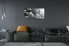 Obraz na plátne Schody mraky dvere 140x70 cm
