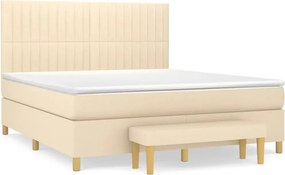 vidaXL Kontinentálna posteľ s matracom, krémová, tkanina, 160 x 200 cm