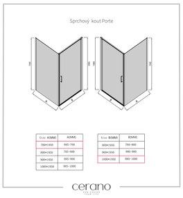Cerano Porte, 1-krídlový sprchovací kút 100x70 cm, 8mm číre sklo, čierny profil, CER-CER-413585