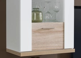 Obývacia stena Caracas kombi 333, dub / biely lesk, s osvetlením