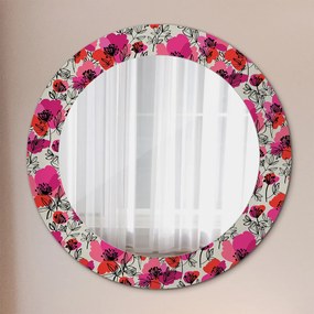 Okrúhle ozdobné zrkadlo Ružové maky fi 60 cm