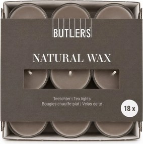 NATURAL WAX Čajové sviečky 18 ks - šedohnedá