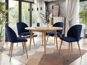 Okrúhly stôl Botiler FI 120 so 4 stoličkami ST100 04, Farby: natura, Potah: Magic Velvet 2219, Farby nožičiek stola: natura