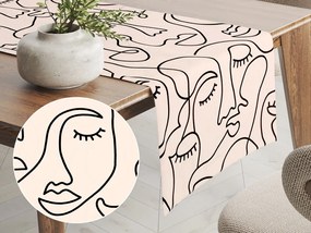 Biante Bavlnený behúň na stôl Sandra SA-397 Abstraktné tváre na telovom 20x160 cm
