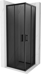 Mexen Rio, štvorcový sprchovací kút s posuvnými dverami 70(dvere) x 70(dvere) x 190 cm, 6mm šedé sklo, čierny profil, 860-070-070-70-40