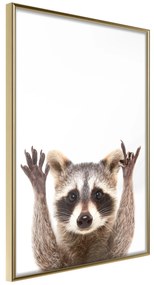 Artgeist Plagát - Raccoon [Poster] Veľkosť: 30x45, Verzia: Zlatý rám s passe-partout