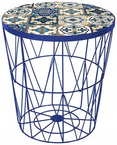 Odkladací stolík BOHO Ø 38 cm, modrý
