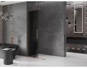 Mexen Velar L, posuvná sprchová zástena Walk-in 110 x 200 cm, 8mm šedé sklo, ružové zlato, 871-110-003-43-60