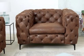 (2811) MODERNO TEMPO Chesterfield kreslo antik hnedé