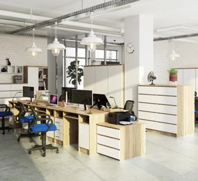 Volně stojící psací stůl Ana 124 cm dub sonoma/bílý