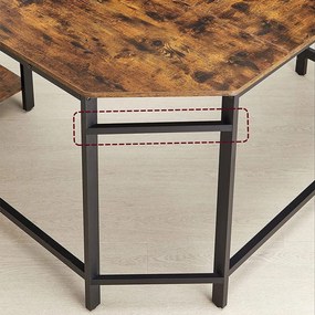 Počítačový stôl v tvare L, písací stôl, rustikálny hnedý