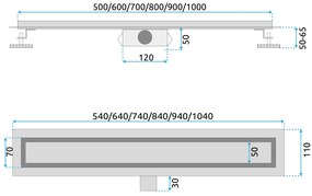 Rea Neox, odtokový žľab 2v1 s možnosťou vložiť dlažbu, 90cm, zlatá matná, REA-G4895