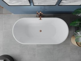 Mexen Luna voľne stojaca vaňa 160 x 75 cm, biela, prepad kartáčovaná meď - 52031607500-65