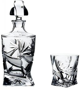 Onte Crystal Bohemia Crystal ručne brúsený krištáľový whisky set Quadro Mašle 1+2