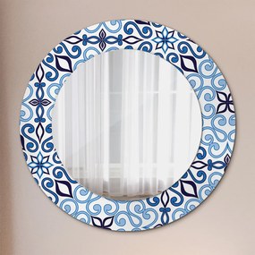Modrý arabský vzor Okrúhle dekoračné zrkadlo
