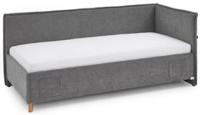 Sivá čalúnená rohová detská posteľ s úložným priestorom s roštom 90x200 cm Fun – Meise Möbel