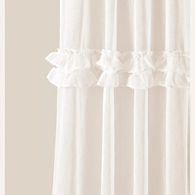 Krémová záclona FRILLA s volánmi na stieborné priechodky 140 x 280 cm