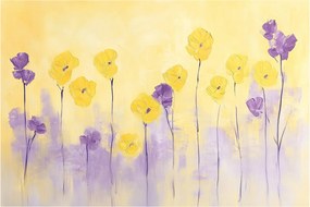 Obraz - Fialové a žlté kvietky (90x60 cm)