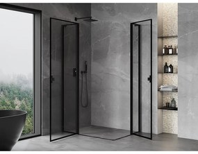 Mexen, Mexen Mist L Duo výklopný sprchový kút 115 x 90 cm, čierny rám - 8A4L-115L-090P-70-70