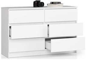 Komoda Kuba 120 cm 6 zásuviek biela