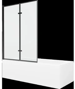Mexen Vega obdĺžniková vaňa 160 x 70 cm s obkladom a 2-krídlovou zástenou 120 cm, Čierny vzor - 550116070X9212027070