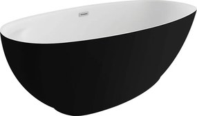 Polimat Akrylátová voľne stojaca vaňa Kivi 165x80 POLIMAT-Rozmery: 165x75, POLIMAT-Farba vane: Biela / čierna mat