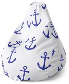 Sablio Sedací vak Pear Modré kotvy - 70 x 95 x 15 cm