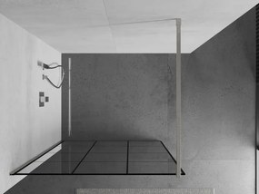 Mexen Kioto, sprchová zástena Walk-In 120 x 200 cm, 8mm číre sklo čierny vzor, brúsená oceľ profil, 800-120-101-97-77
