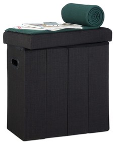 Rozkladacia taburetka s úložným priestorom RelaxDays RD21197 (49,5 cm) – čierna
