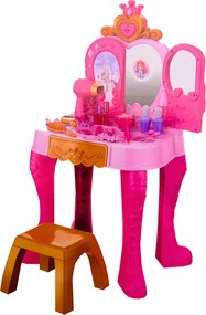 LEAN Toys Detský toaletný stolík so senzorom gest a doplnkami, ružový