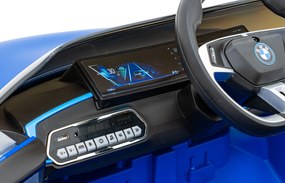 Ramiz BMW i4 Detské autíčko na batérie modré + pomalý štart + EVA + ekokoža + LED audio + diaľkové ovládanie