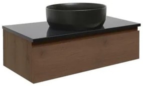 Kúpeľňová skrinka s technickým kameňom SAT B-Wa 99x30x45 cm matný orech BWAY100NUTTK