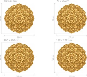 Zlatá mandala luxusná textilná dekorácia na stenu arch 46 x 46 cm